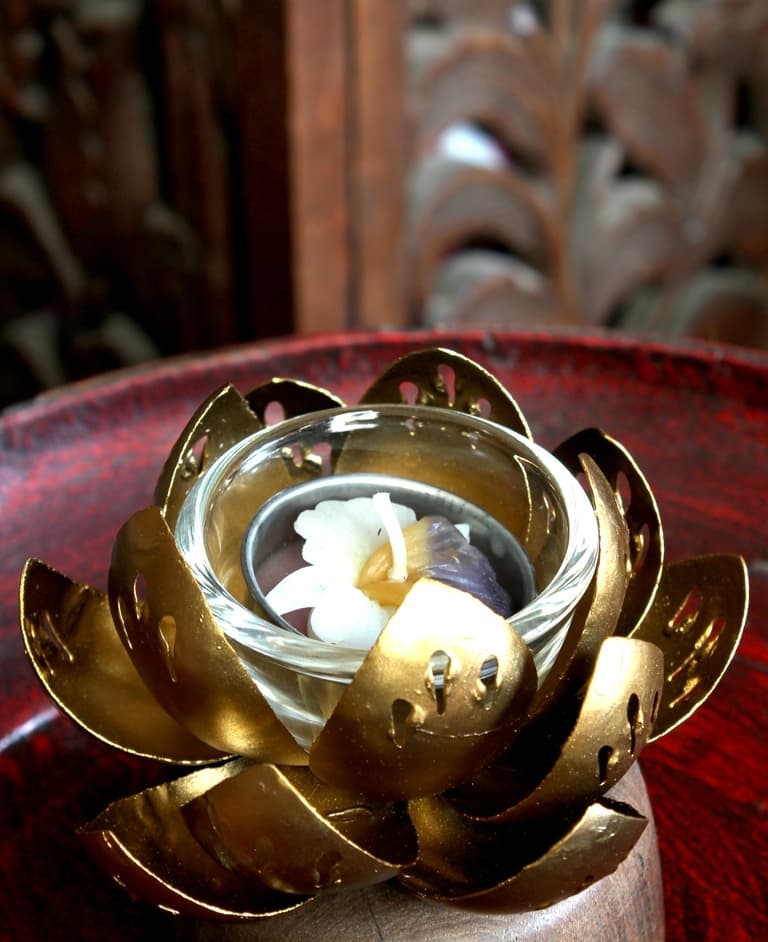 Candle holder lotus flower metal product handmade Thai